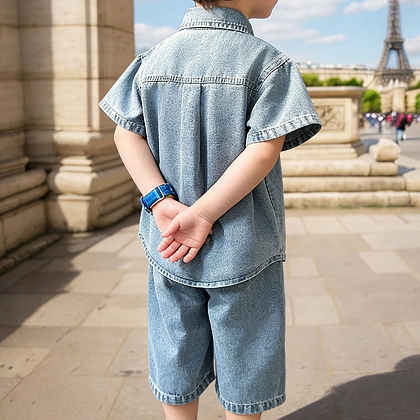 Générique Set Di Moda Ragazzo Jeans Manica Corta Pantaloncini 2026 Moda Bambino