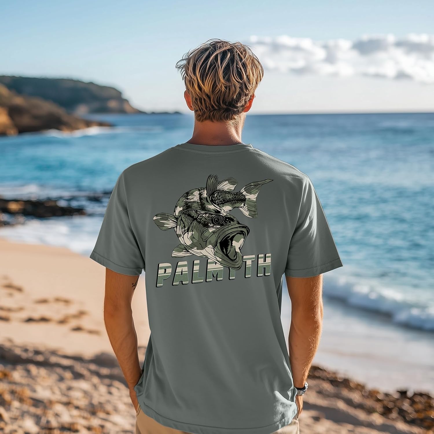 Palmyth Men's Fishing UPF 50+ Sun Protection Short Sleeve T-Shirt