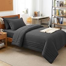 CozyLux Twin XL Comforter Set Dark Grey - 5 Pieces Complete Bedding Set