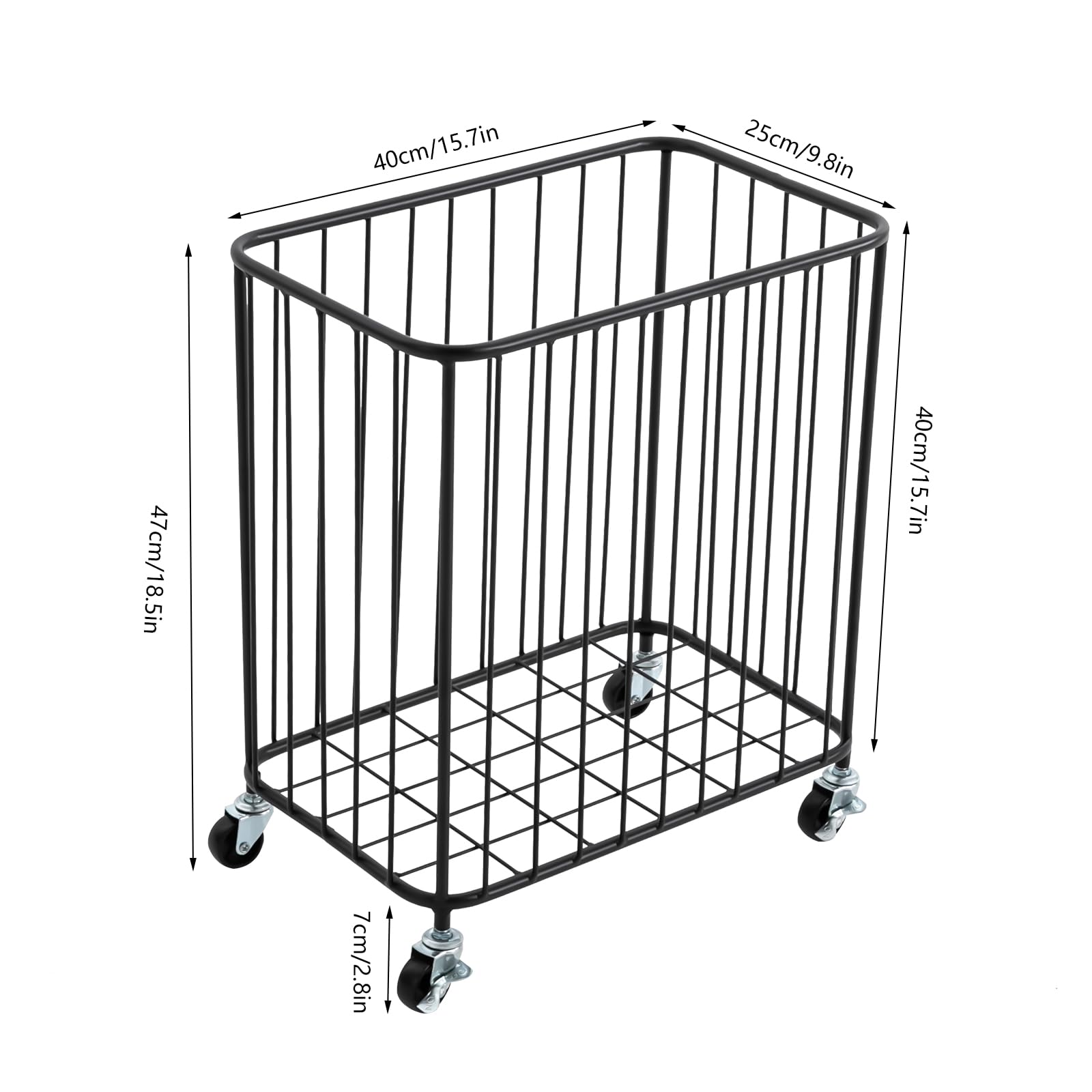 Rollender Wäschekorb, großer Metallkorbwagen mit Rädern, platzsparende Kleidungsaufbewahrung, Organisationsbehälter