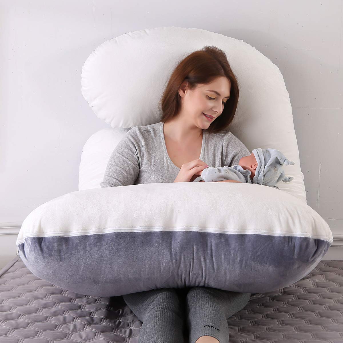 SHANNA Schwangerschaftskissen U Förmiges XXL,Gross Stillkissen Seitenschläferkissen, U Form Körperkissen mit Abnehmbarem und Waschbarem Bezug,70 * 145CM Pregnancy Pillows