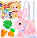 Tagitary Plush Toys Bunny Electronic Toy with Sounds,Wiggling Ears,Hopping,Twitching Mouth and Nose, Interactive Rabbit Toy for Kids with Leash,Easter Christmas Birthday Gift for Toddlers Kids