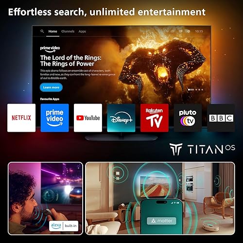 Philips Ambilight 65OLED760 4K OLED Smart TV - 65 Inch Display with P5 AI Perfect Picture Engine, Ultra HD, Titan OS, Dolby Vision and Atmos Sound, Works with Alexa and Google Voice Assistant - 7