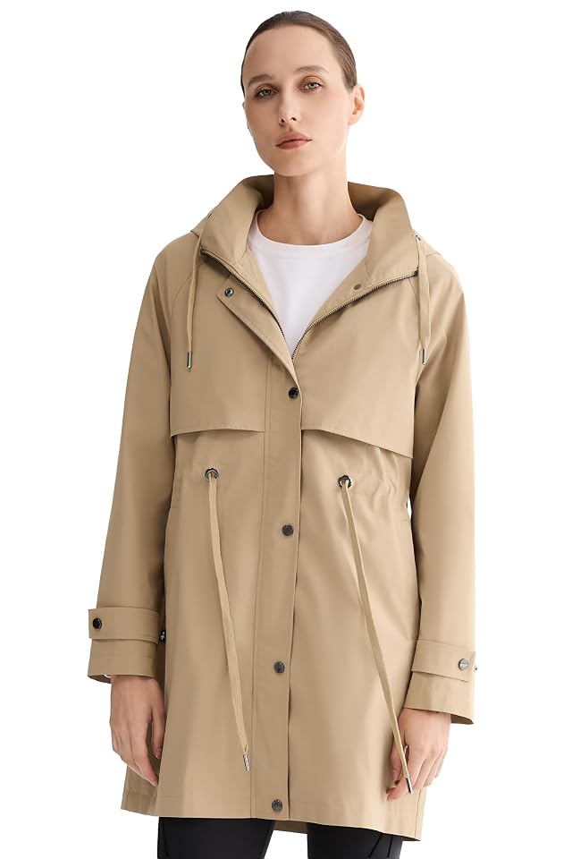 Orolay Womens Long Windbreaker Hooded Light Jacket Active Outdoor Anoraks