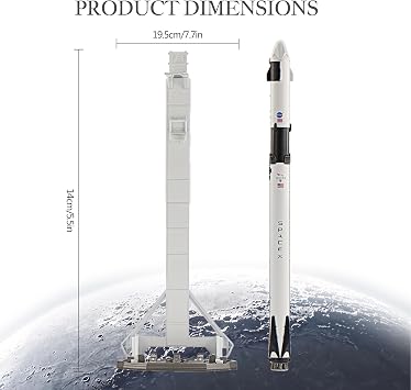 Falcon 9 Dragon Die-cast Rockets-1/200 Scale Falcon Heavy W Launcher Tower Rocket Model for Collector, Aviation Enthusiast-Desktop Ornament&Aerospace Collectible Ideal Gift Send