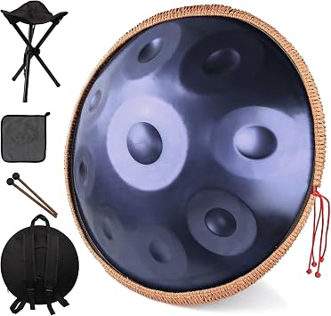 440HZ 9 Notes 10 Notes 12 Notes Premium Handpan Instrument Handpan Drum in D Minor Steel Hand Drum Professional Performance Instrument Gift BeginnerBlue,9 NOTES
