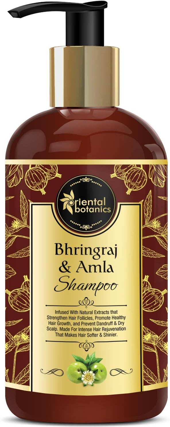 Oriental Botanics Bhringraj & Amla Hair Shampoo, No Sls/ Sulphate, Paraben, Silicones, Strengthens Hair, Promotes Growth, 300 ml