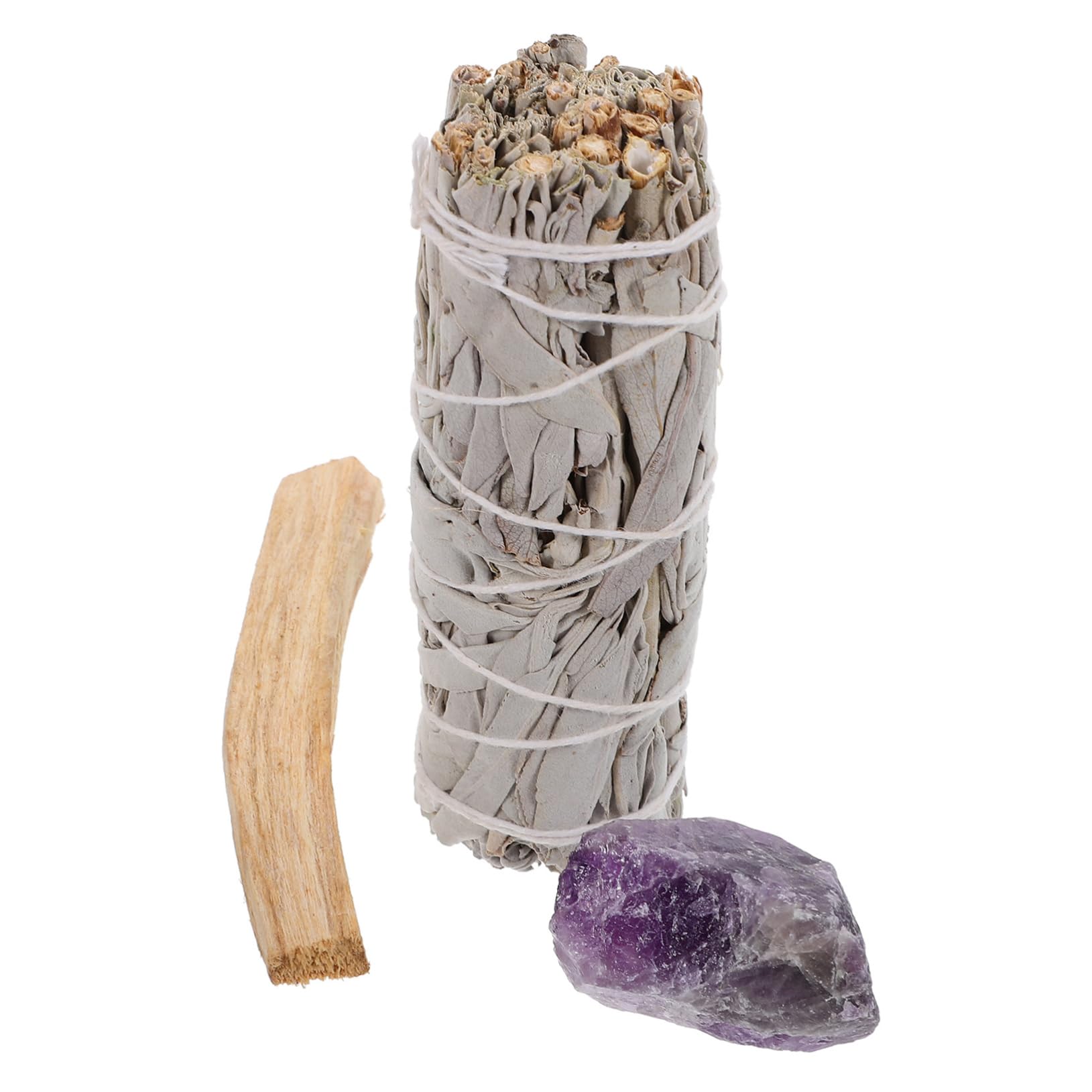 DECHOUS 5sätze Heilkräutern Raumreinigung Weiße Salbeibündel Mit Amethyst Heiligem Für Meditation Yoga Und Zeremonien Natürliche Duft Und Reinigungsmittel