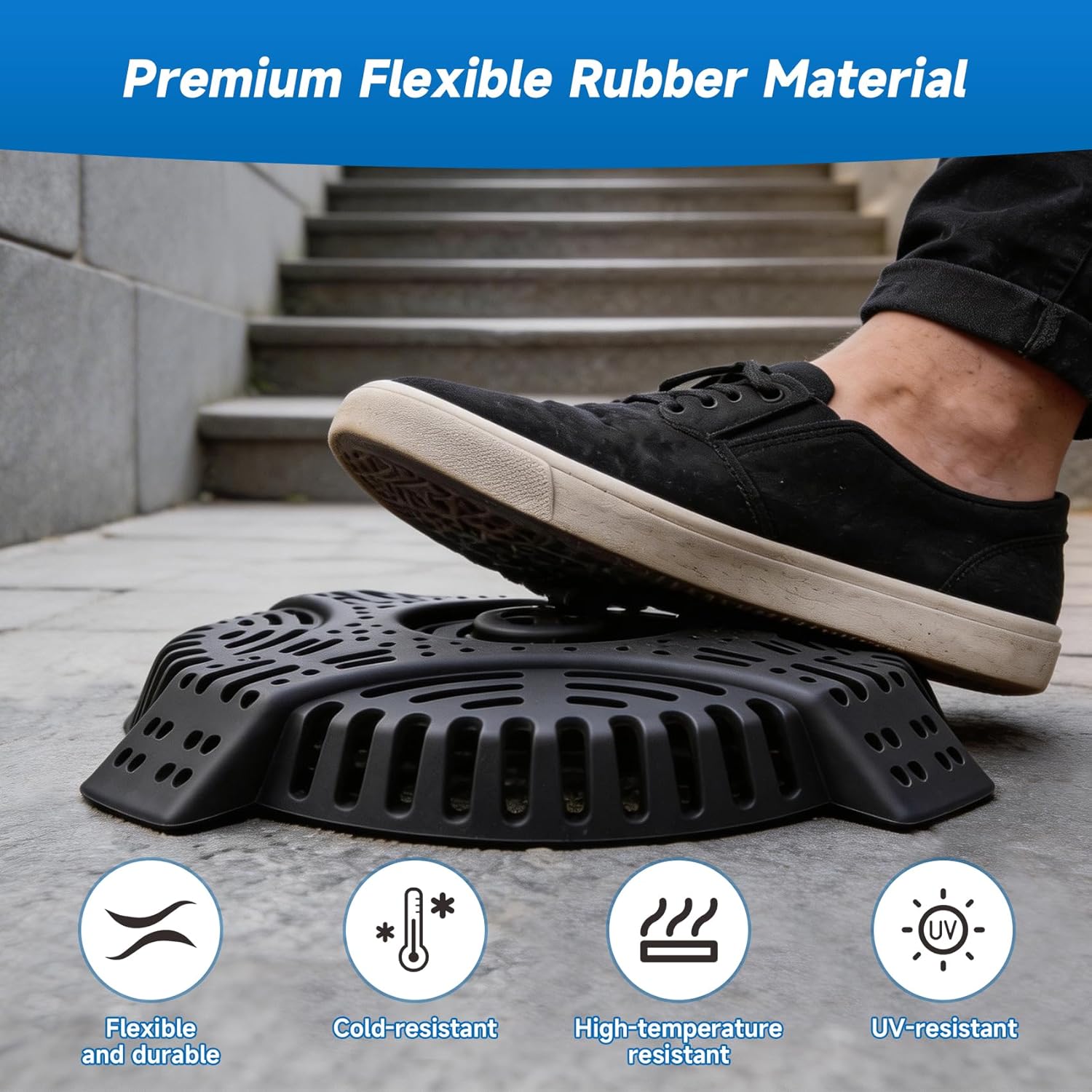 Stairwell & Basement Floor Drain Cover, Patio Outdoor Drain Defense with Integrated Column Filter, Traps Leaves, Twigs & Small Debris, Step-On Safe Design, Tool-Free Installation