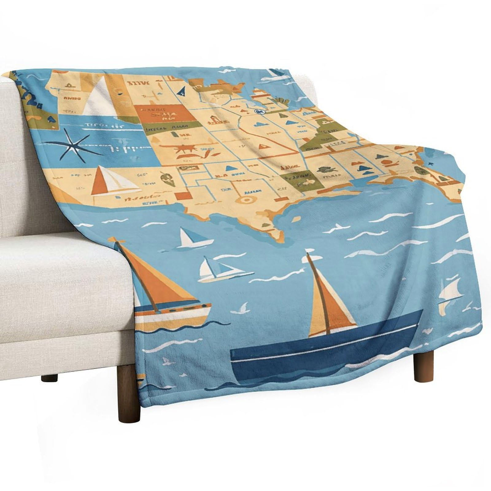 Couverture en flanelle imprimé nautique, le cadeau parfait pour les passionnés de mer