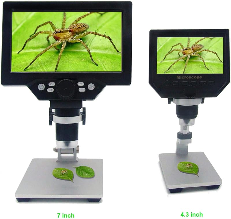 Emebay G1200 7" LCD Digitális Mikroszkóp 12MP HD Felbontással, 1-1200× Nagyítással, Újratölthető Akkumulátorral, Fém Tartóval, Forrasztási M