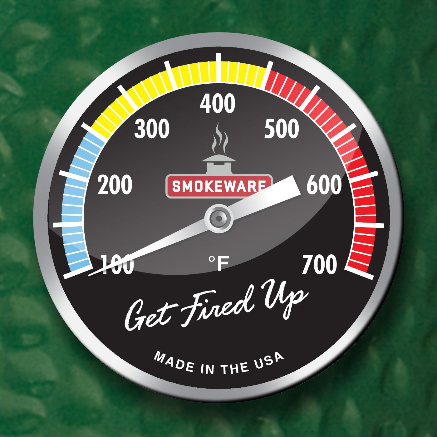 SmokeWare Temperature Gauge – 3-inch Face, 0-700°F Range, Multi-Color Black, Replacement Thermometer for Big Green Egg Grills, Made in The USA
