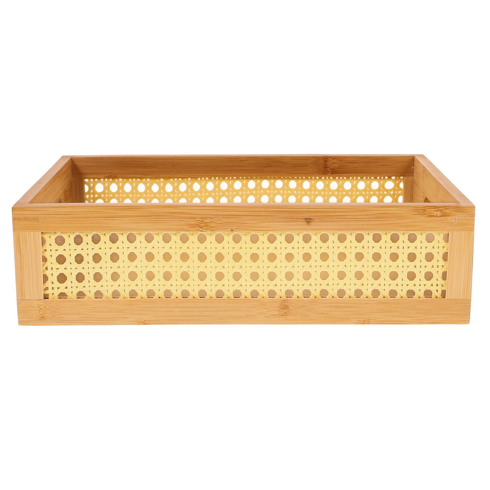 Panier tressé en bambou boîte de stockage rectangulaire de 33cm