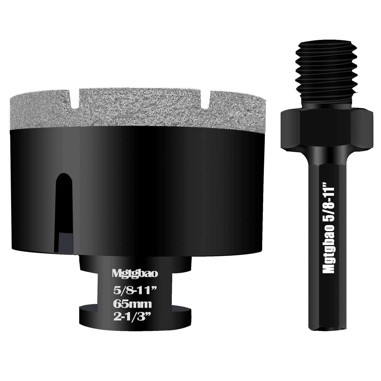 1-1/8"(28mm) Vacuum Brazed Dry Diamond Hole Saw with Slots, Tile Hole Saw for Porcelain Granite Brick Concrete Marble Stone with 5/8-11 Thread to 3/8” Hex Shank Adapter Fit