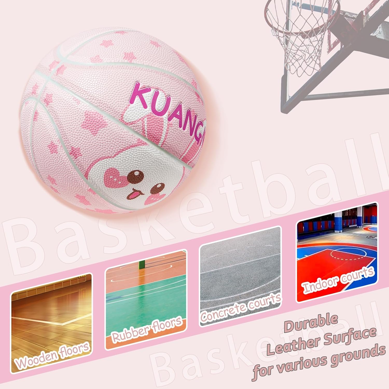 Kuangmi Kids Basketball Youth Size 5(27.5"), Child Size 4(25.5"), for Junior Teen Boys Girls Indoor Outdoor Play Game Training
