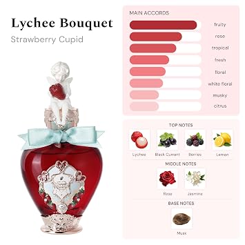Flower Knows Strawberry Cupid Perfume,Sweet Fragrance Eau de Parfum Spray Perfume for Women,Floral and Fruity Scent With Notes of lychee,rose,musk,Clean & Vegan Essentials,1.67 fl.oz(Lychee Bouquet)