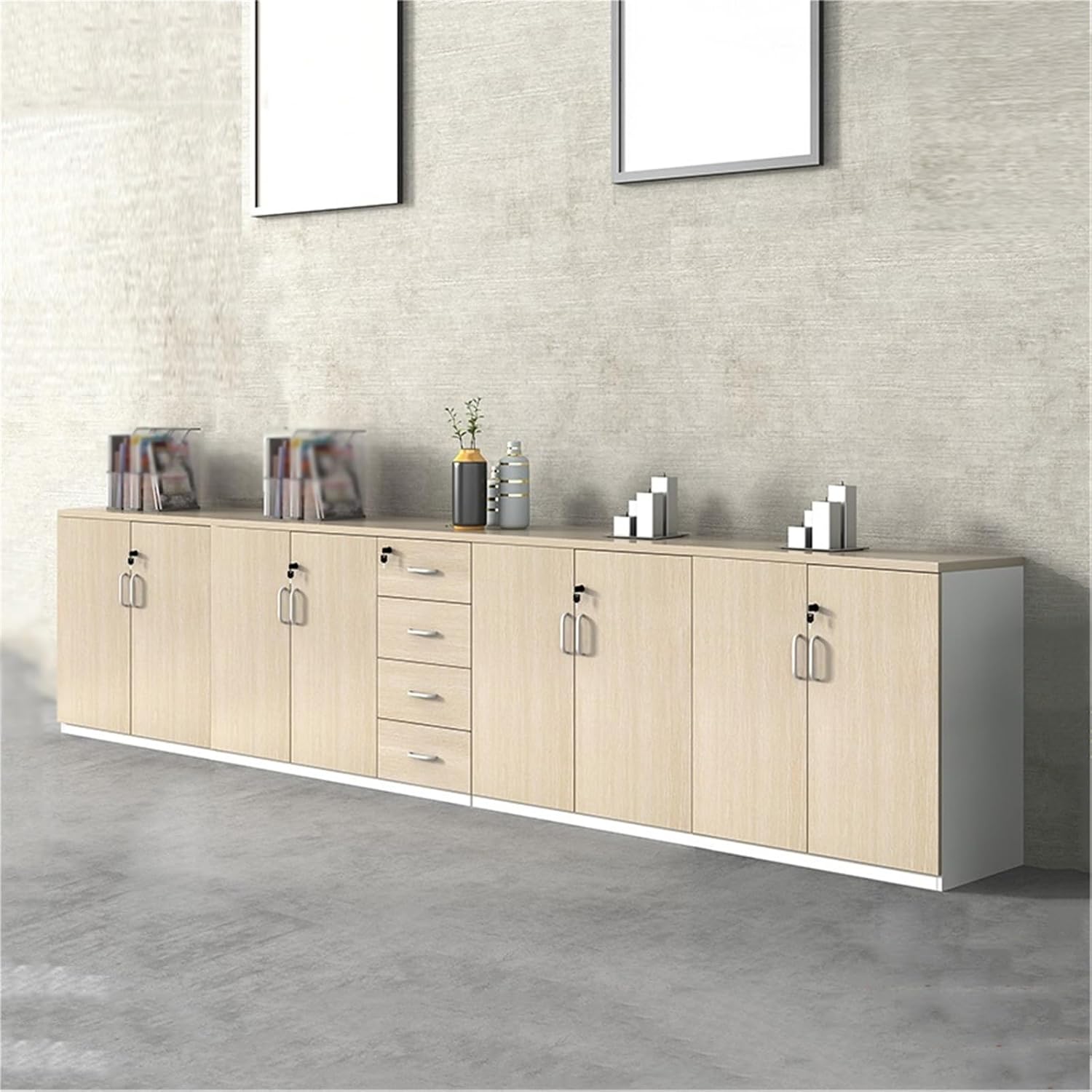 File Cabinet Combination Filing Cabinet Wooden Storage Eight Doors with Four Cabinets Data 3.6m Office Lockable