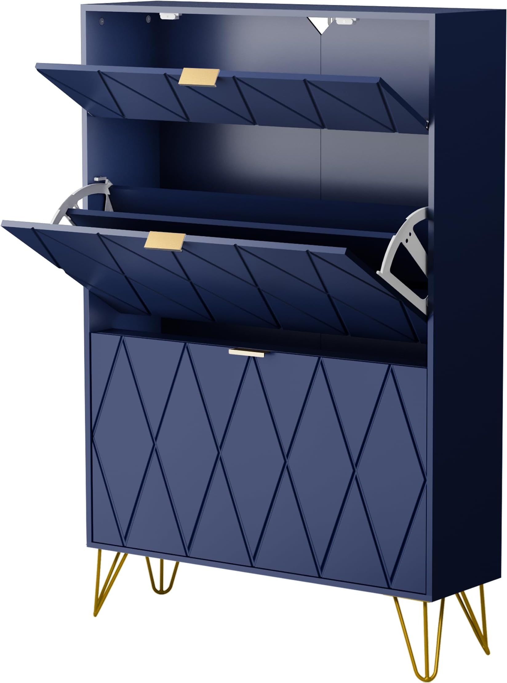 UEV Schuhschrank mit 2 Klappen, 80 x 24 x 120 cm für 16 Paar Schuhe mit ...