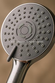 Busstier Spiral Shower Head Set, 3-Function Chrome Shower Head, 150 cm Shower Hose, Articulated Head, Including Screw and Dowel, Water Saving, Wall Mounted Bathroom Set