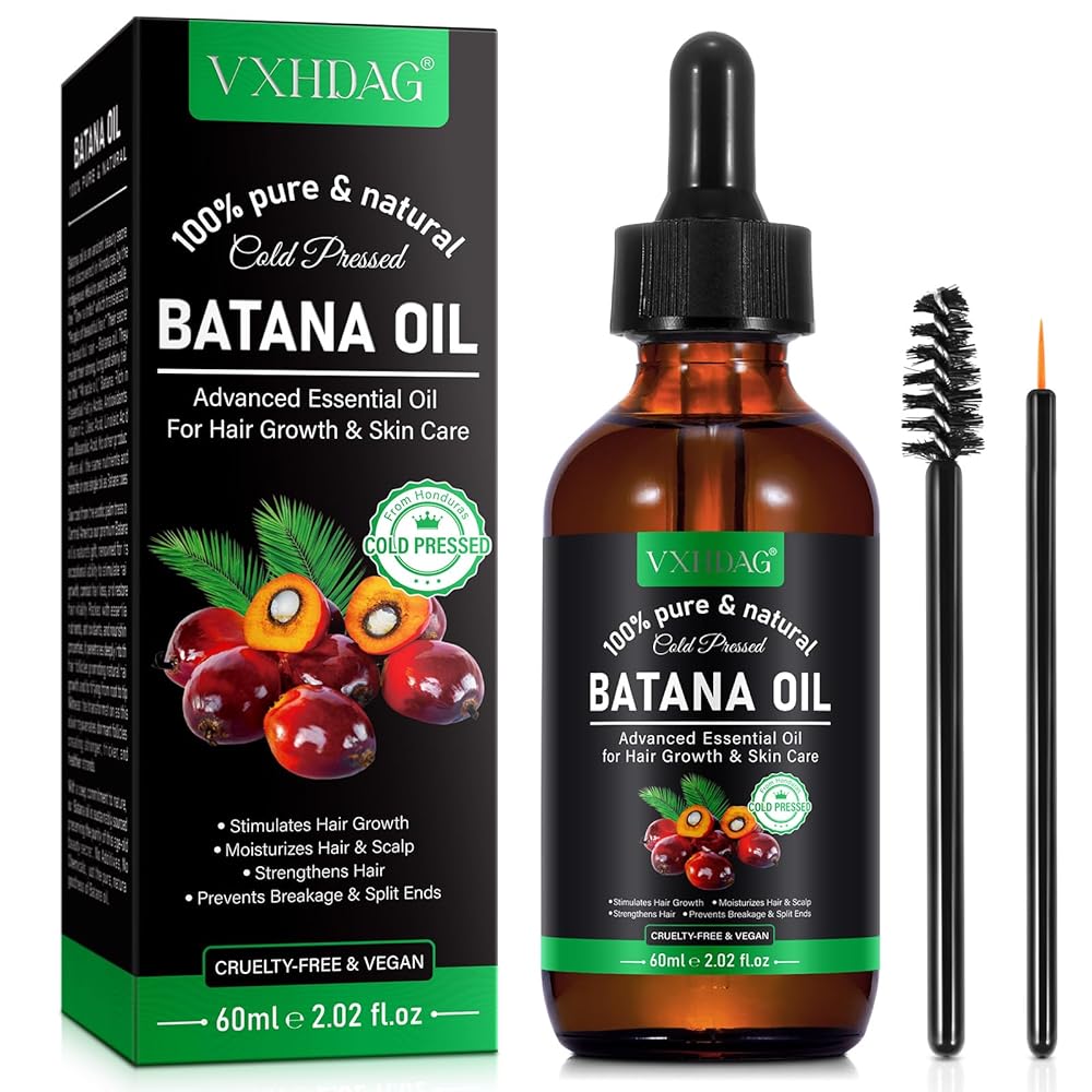 VXHDAG Batana Oil - 100% Pure & Natural from Honduras for Hair Growth, Eliminates Split Ends, Enhances Radiance & Nourishment for All Hair Types, 2.02 fl oz