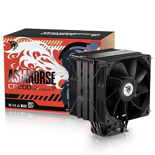 AsiaHorse Wandering Knight CP200 - Enfriador de aire de CPU totalmente negro, 235 W TDP 4 tubos de calor de cobre ventilador de CPU con doble