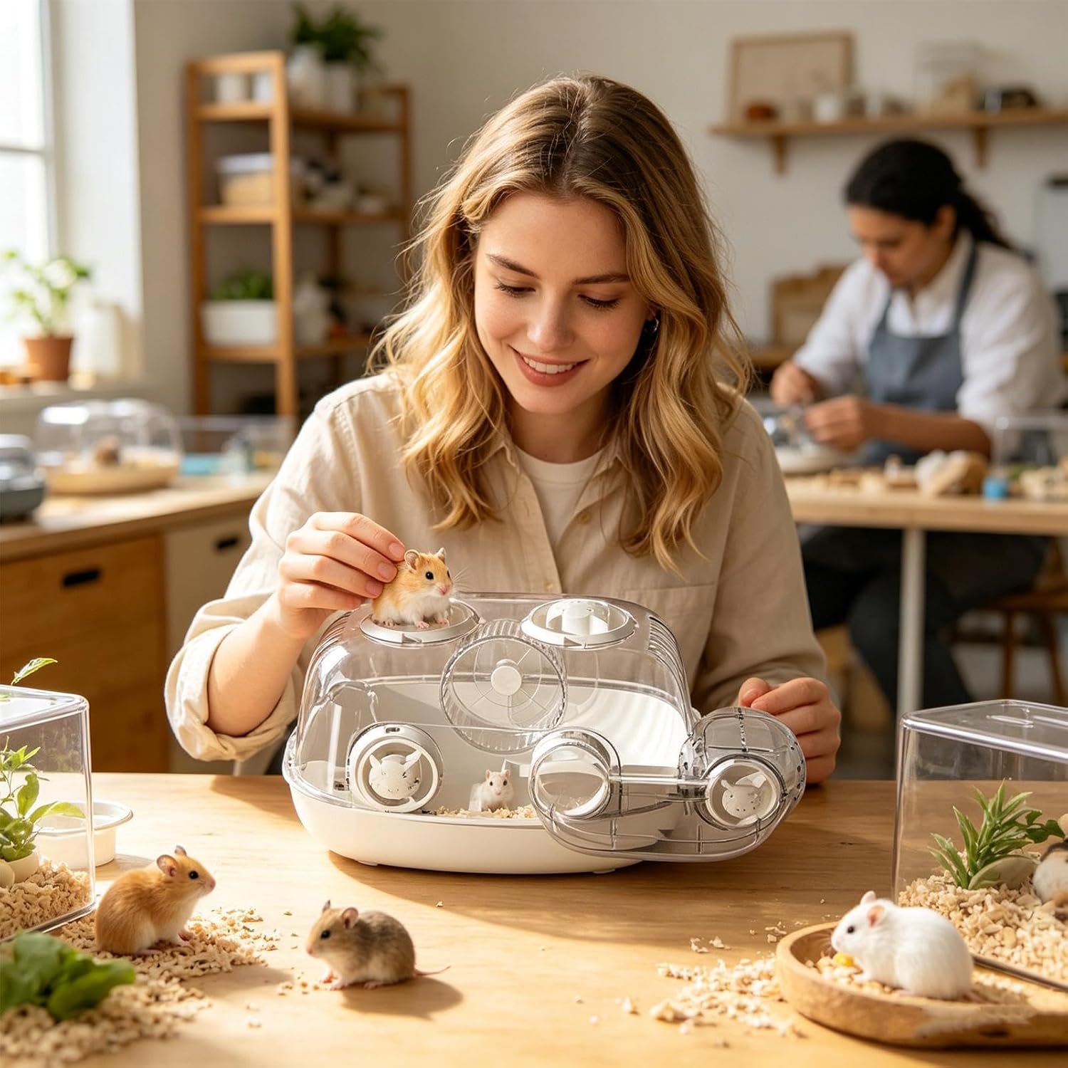 Hamster Cage, Transparent Animal Habitat House with Tunnel, Small Animal Habitat Enclosure, for Hedgehog Hamster Dwarf Gerbil Chinchilla Bunny Ferret