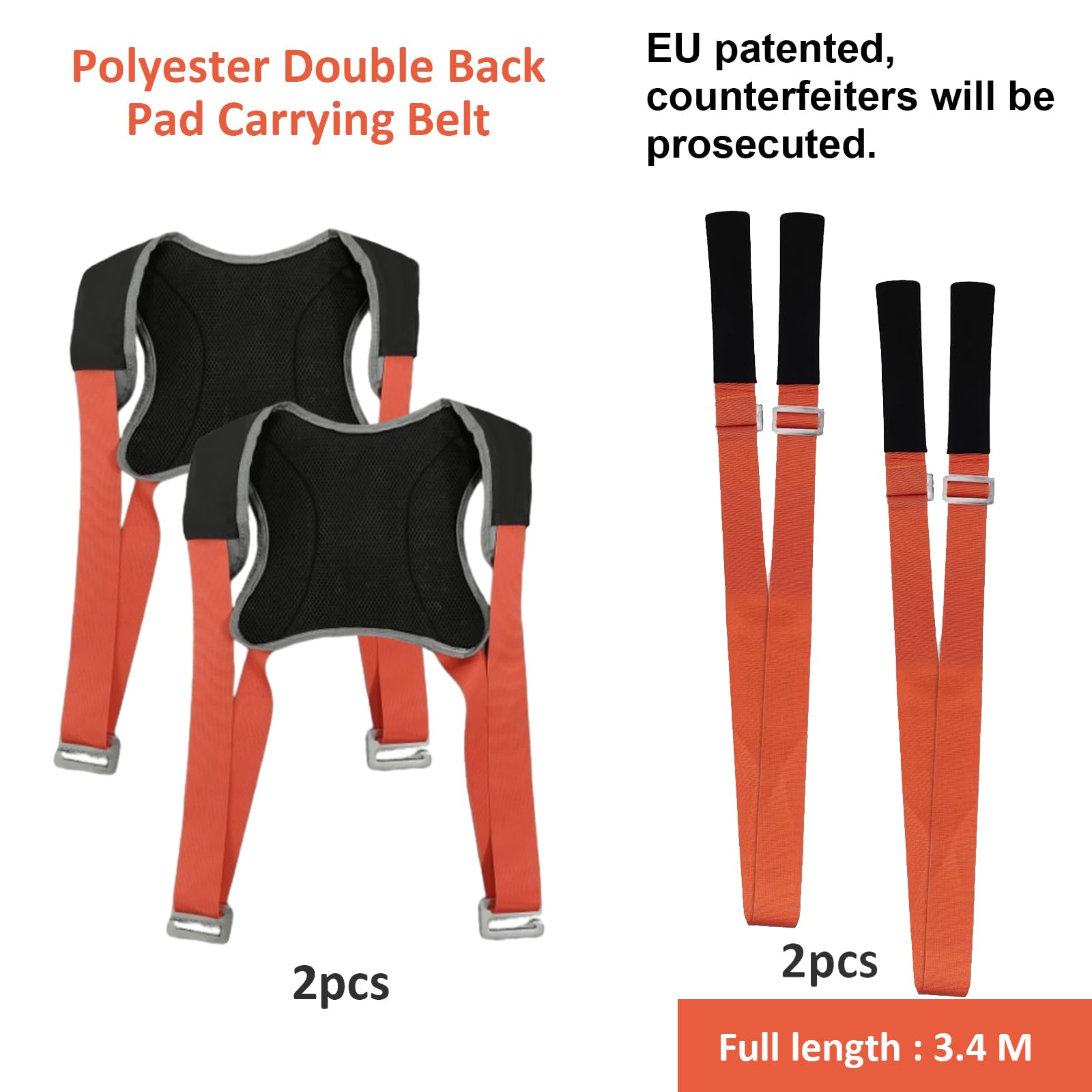 Tragegurte Umzug Kit Tragegurt für 2 Personen mit Schwamm-Weste, 800kg Hebegurt Umzugshelfer, Multifunktionaler Hebegurt für Möbel & Geräte, Möbeltragegurte Möbeltransport (orange)