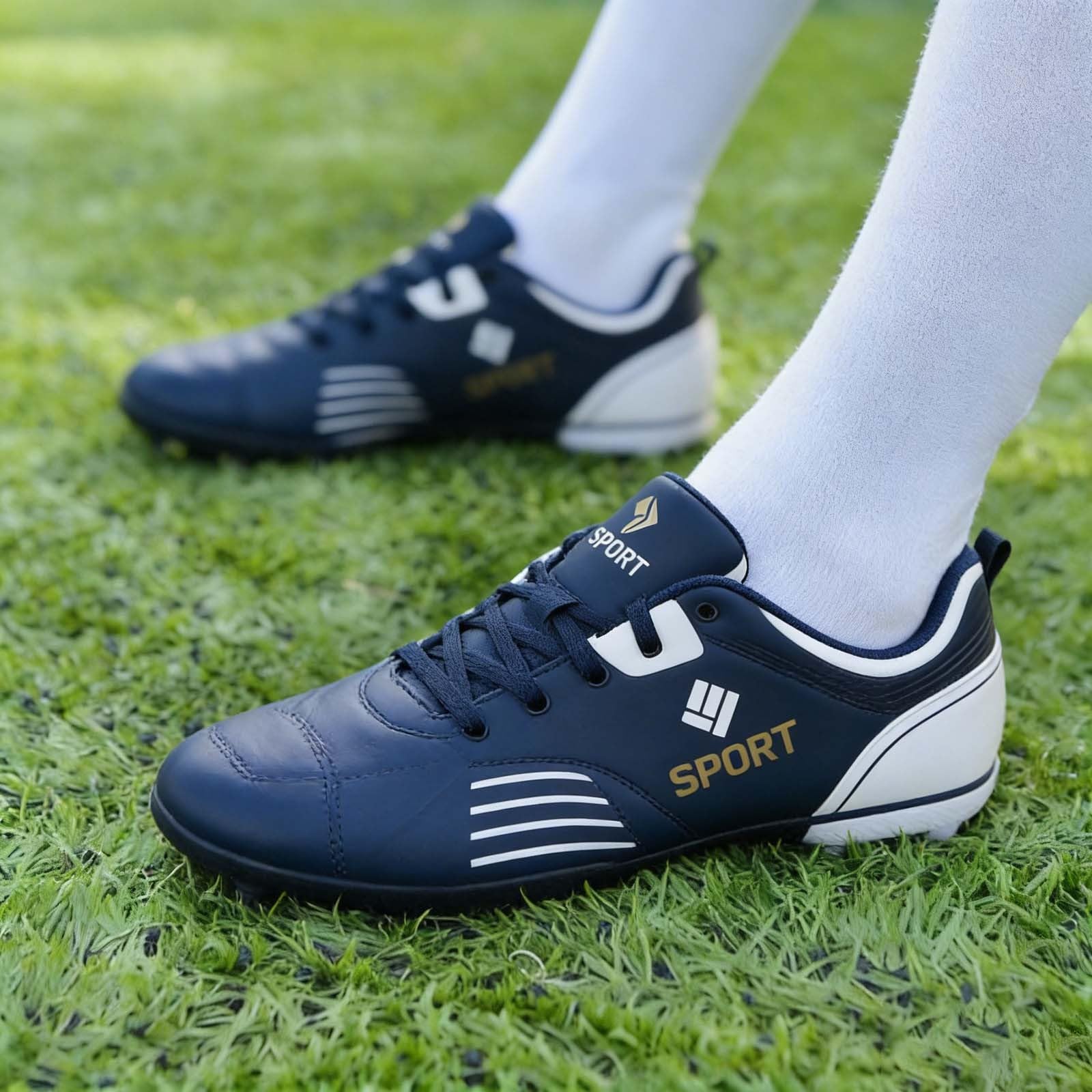 Scarpe da Calcio Uomo Ragazzo Senza Tacchetti 38-44 EU in Pelle Sintetica con Lacci Scarpe Uomo Sportive Impermeabile Antiscivolo Sneakers Casual Comode per Allenamento Indoor e Outdoor,