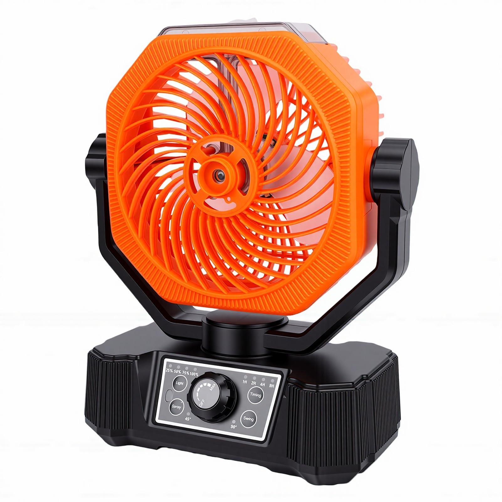 Ausla Ventilateur Brumisateur Solaire, Ventilateur de Refroidissement Portable Rechargeable à 8 Vitesses avec Lumière LED, Réservoir D’eau de 180 Ml, Batterie de 10 000 MAh, pour