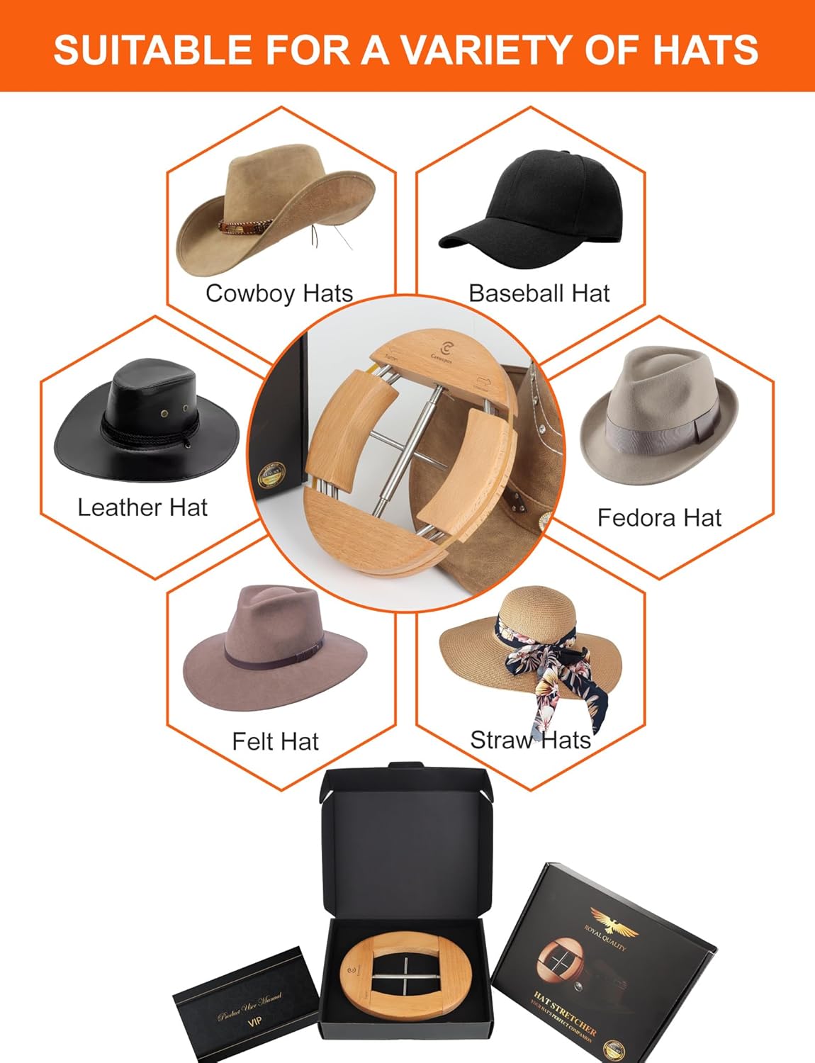 Hat Stretcher for Fitted Cowboy Hats Stretchers for Men - Expander Extender Shaper Widener Large Size Enlarger - Image 6