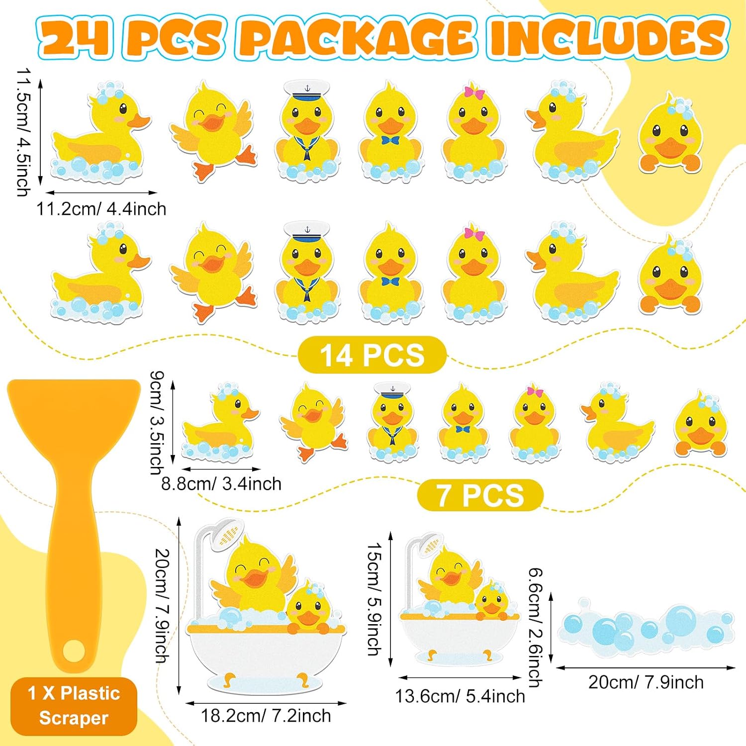 24 Pcs Duck Non Slip Shower Stickers, Bathtub Bathroom Decor image 2