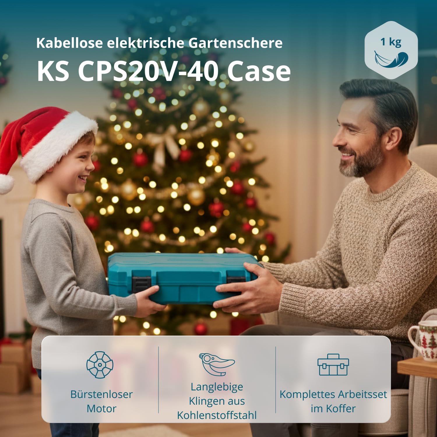 K&S Könner&Söhnen KS CPS20V-40 Case akumulatorowe nożyce do gałęzi, szerokość otworu 40 mm, miękki uchwyt, akumulatorowe nożyce ogrodowe z akumulatorem i ładowarką, nożyce ogrodowe z czujnikiem