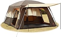 KTT Extra Large 10-12 Person Family Cabin Tent - Waterproof Double Layer, 2 Rooms, 3 Doors 3 Mesh Windows, Straight Walls for Camping