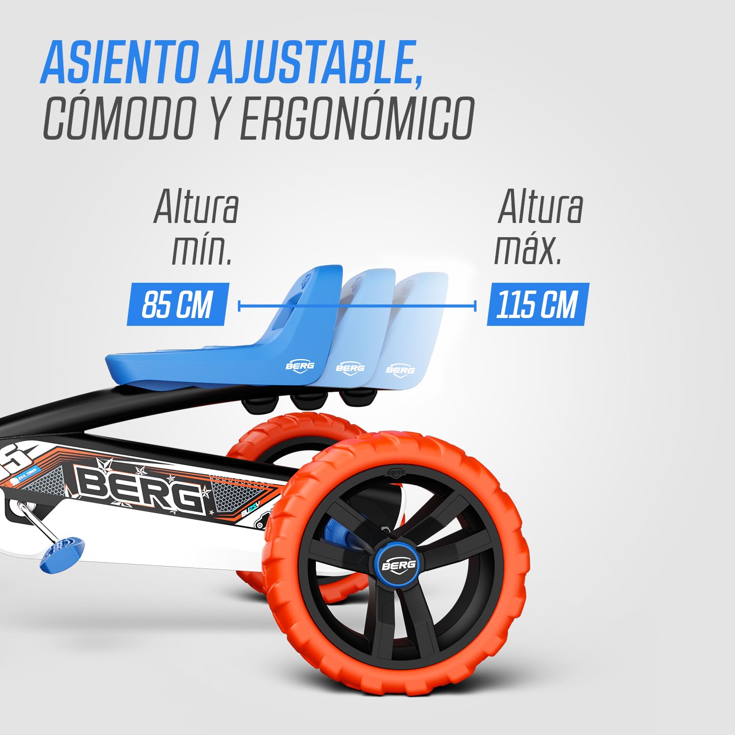 BERG Kart a Pedales Buzzy Nitro | 2-5 años, cuadro resistente, asiento regulable, volante regulable
