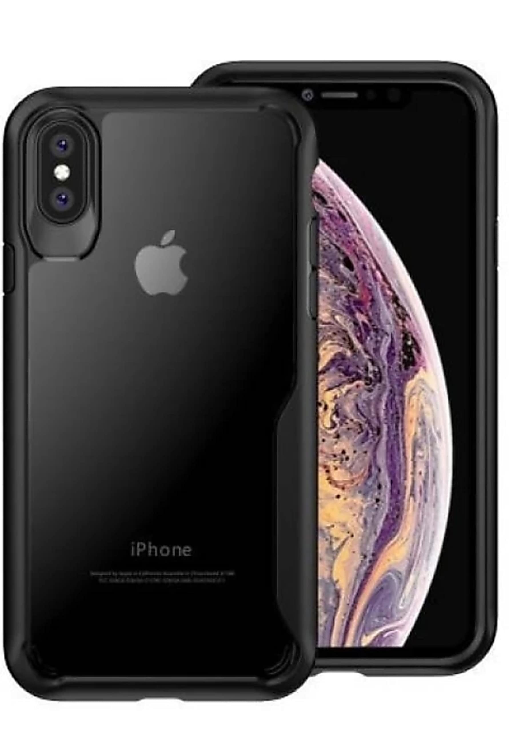 Shockproof 360 Degree Protection Back Cover for Apple iPhone XSmax (Poly Carbonate; TPU|Black)