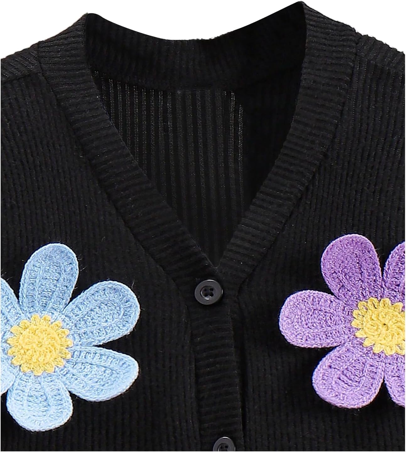 SOLY HUX Toddler Girl's Skirt Sets 2 Piece Outfits Floral Appliques Long Sleeve Cardigan Sweaters and Pleated Skirt - Image 3