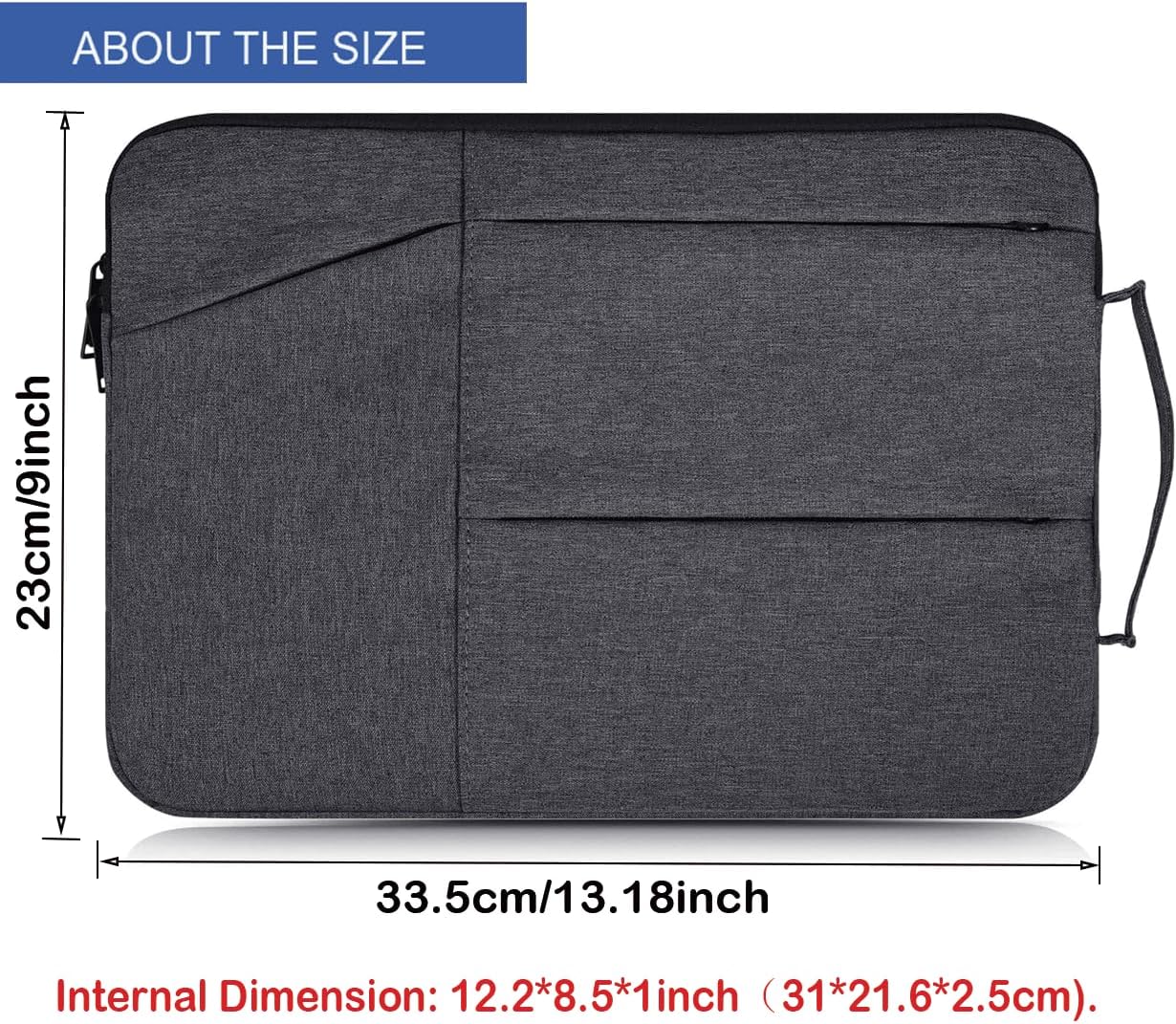 CAAORDKSO 12-12.4 Inch Tablet Sleeve Case for Samsung Galaxy Tab 12.4" Tablet, Microsoft Surface Pro 12.3", Lenovo Idea Tab Plus 12.1", MacBook Air 11.6", 12 Inch Tablet Protective Carrying Bag, Gray