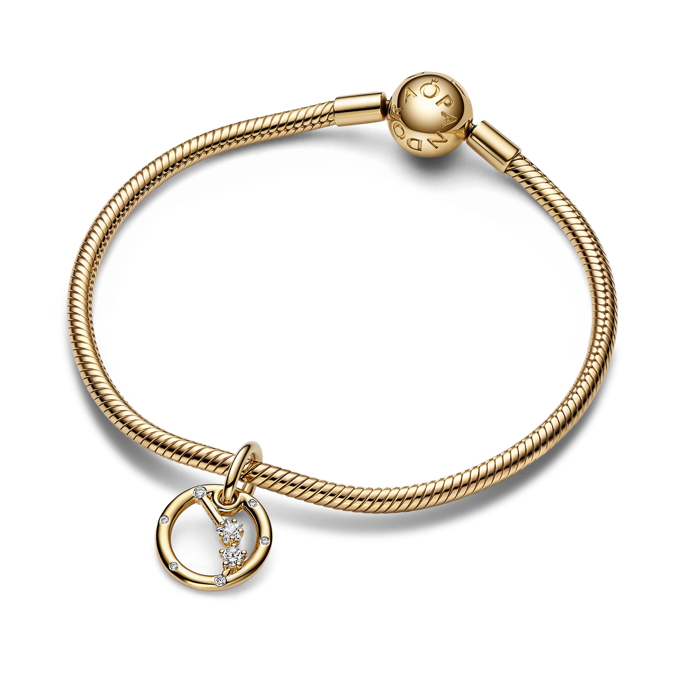 Pandora Moments Pozłacany 14-karatowym złotem charms z przezroczystą cyrkonią, znak zodiaku