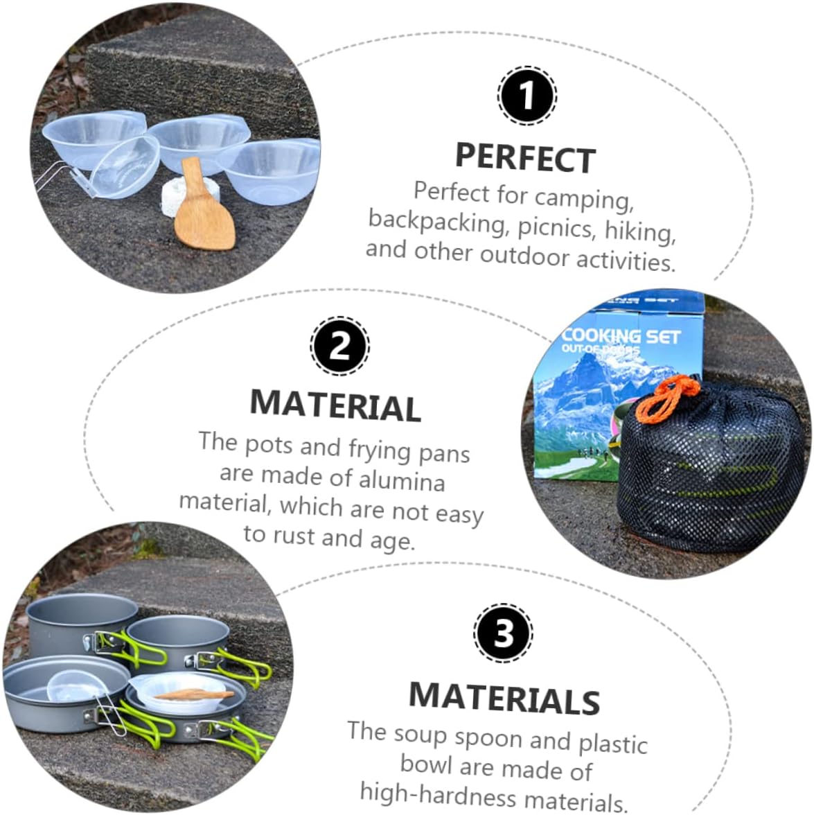 TOYANDONA 1Set Camping Cookware Set Portable Cooking Kit for People Non Stick Mess Kit for Outdoor Activities Hiking and Backpacking Lightweight and Durable Cookware Essentials