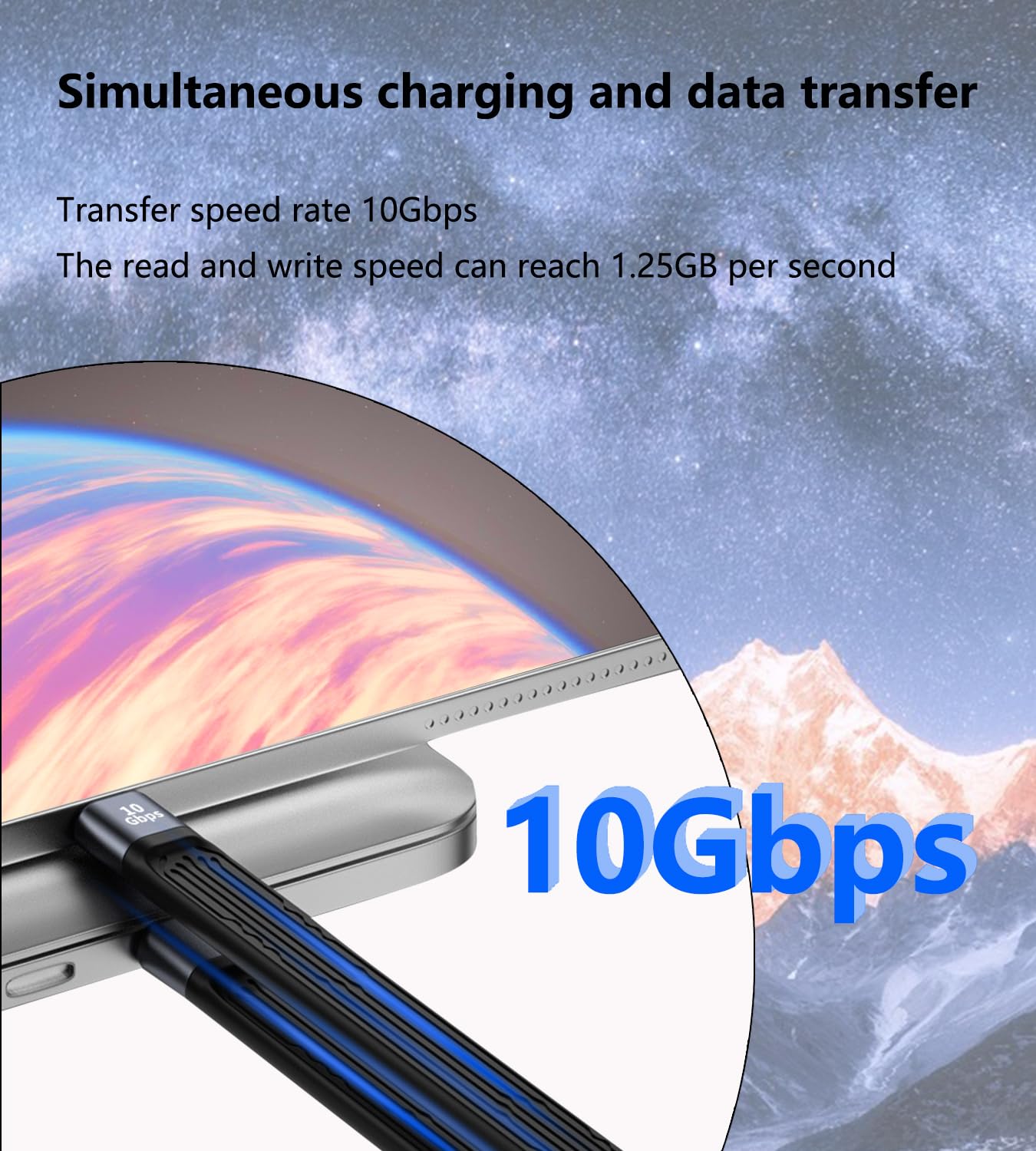 LANMINGLEL 10Gbps USB 3.1 cavo dati morbido piatto 100W USB3.1 maschio a tipo C femmina 4K@60Hz Cavo USB C corto per fotocamera del telefono portatile (USB A/M a C/F
