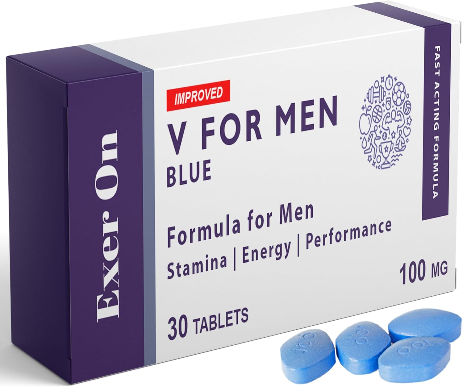 Blue 30 Tablets – 100mg Herbal Supplement for Men – Strong Effect – Mens Health Support Tablets – Performance & Enhancement – Ginseng, L-Arginine, Ashwagandha, Maca Root