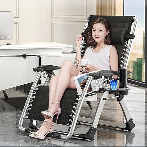 Miniatura 4 de MOPHOTO Cómoda silla plegable para sala de estar, silla reclinable plegable con colchón para interiores y exteriores, silla de ocio, sillas