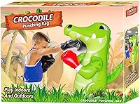 Vista 2 de 48 in Punching Bag for Kids, Free Standing Inflatable Dummy, Inflatable Punching Bag, De-Stress Boxing Bag for Kid Cocodrilo-BDW-Verde