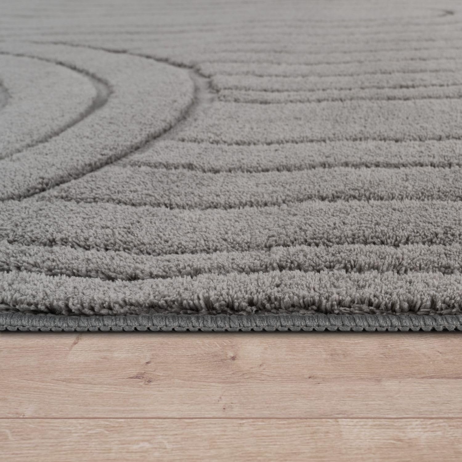 TT Home Alfombra Habitación Salon Pelo Largo Estilo Nordico Abstract Monocromo Lavable, Gris 1, 160x220 cm