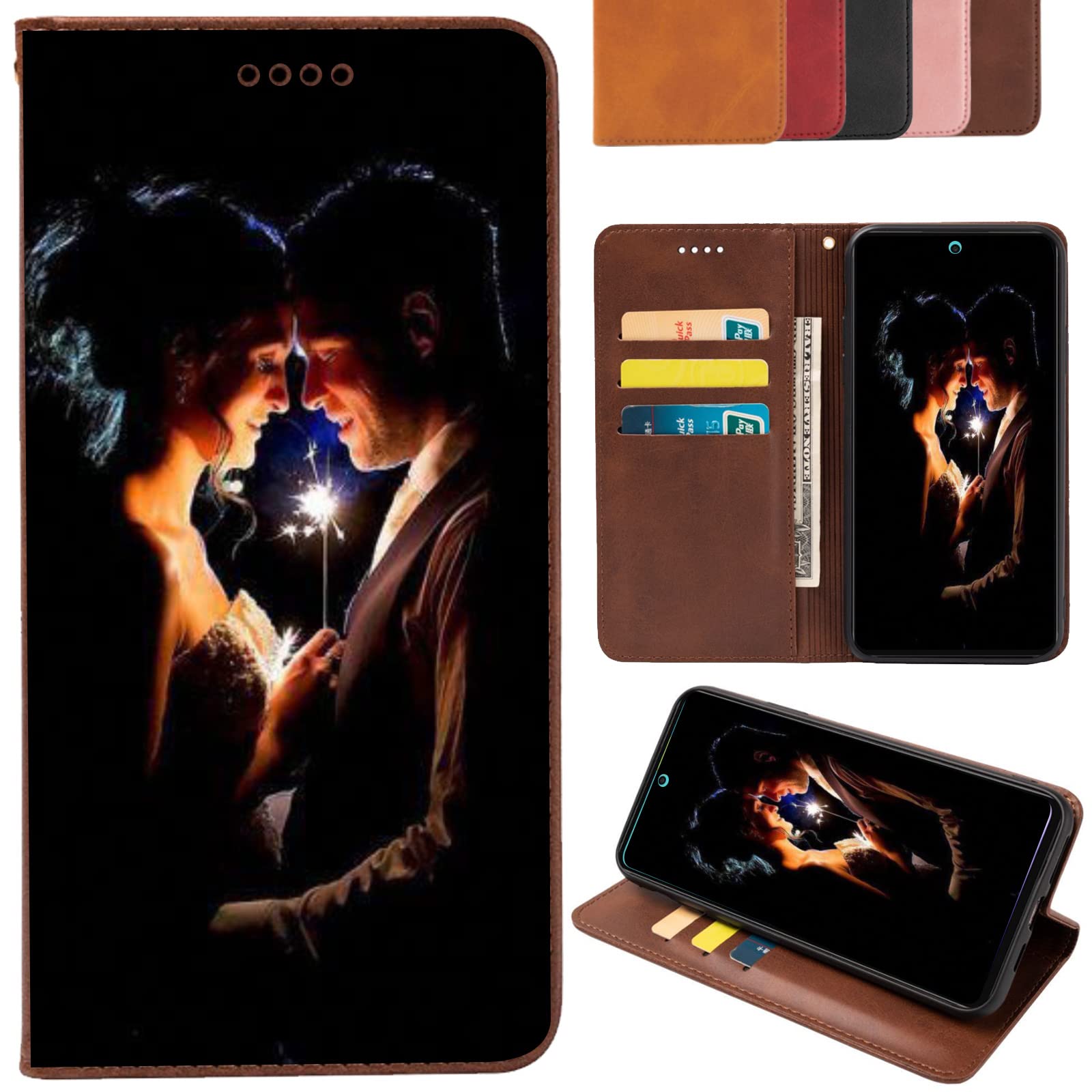 ZYLLER Cover Personalizzata per Motorola Moto E13,Flip Cover in PU Pelle Premium,Supporto Slot Scheda Case,con la Tua Foto,Immagine o Scritta,per Moto E13 Personalizzata Custodia