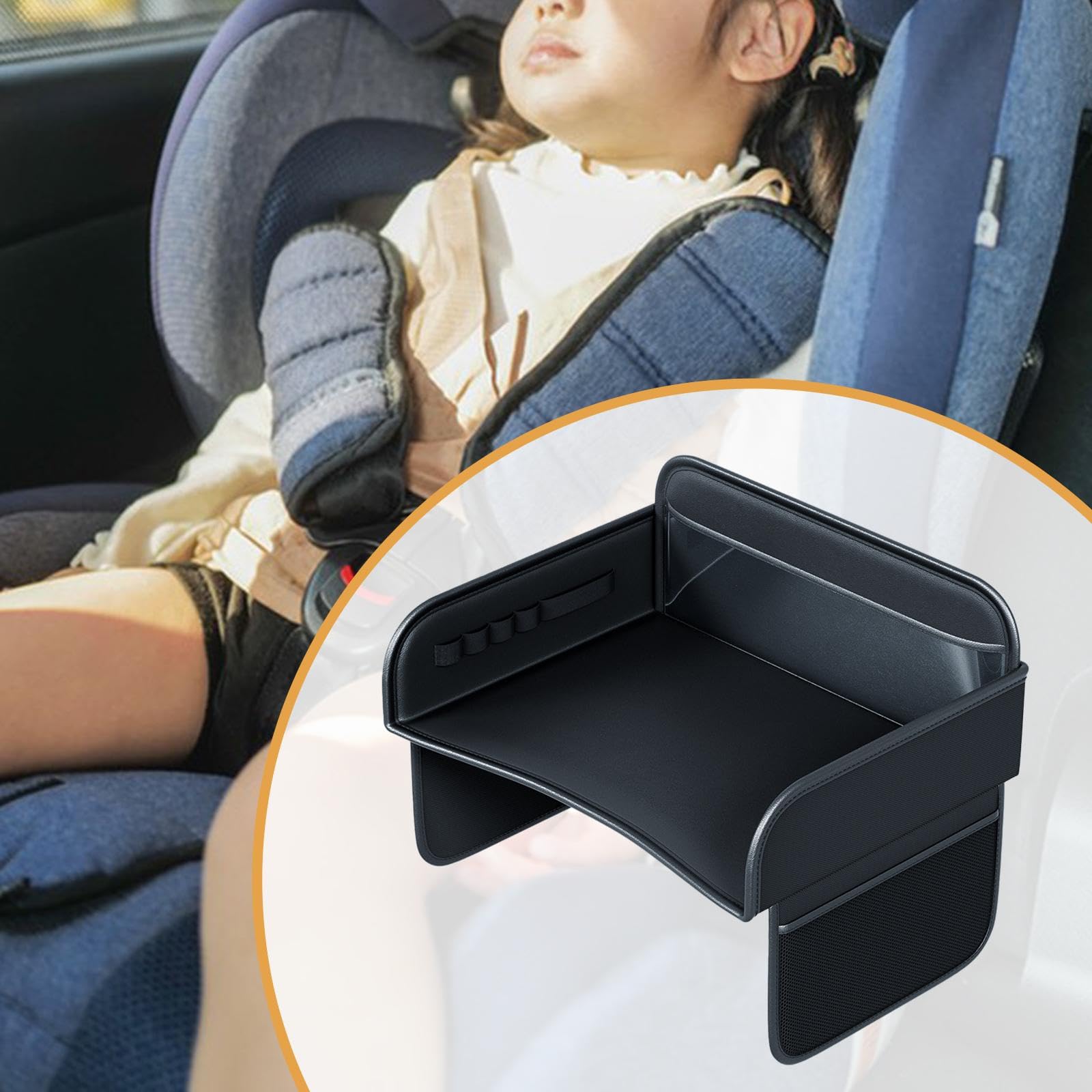 Reisetablett für Kinder mit Sitzorganizer, Inklusive Getränkehalter, Fleckenabweisend, Geräumig, Aus PVC, Ideal Als Autositztisch Oder Schoßablage.