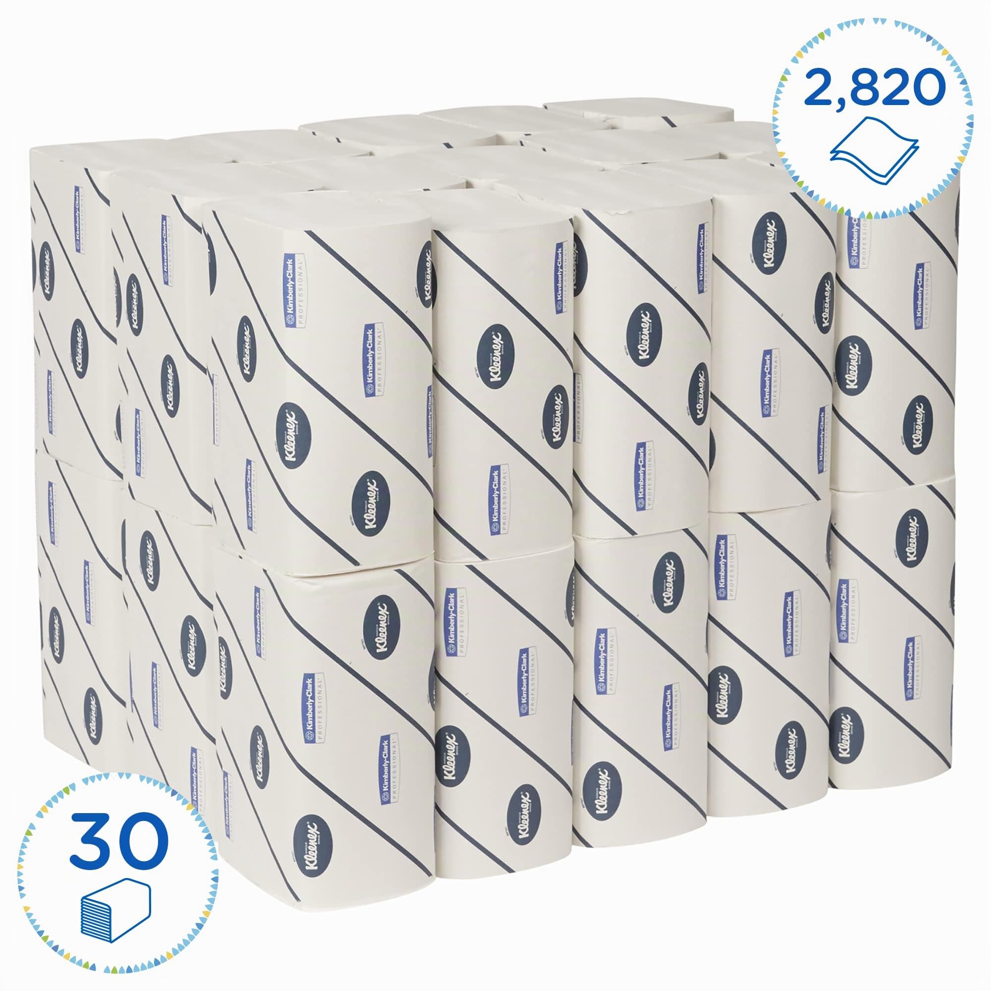Kleenex Ultra 6772 Toallas Secamanos Interplegadas, 30 paquetes x 94 toallas de color blanco y 2 capas