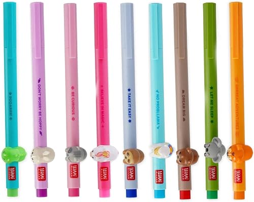 Set 9 stylos gel Lovely Friends Legami pointe fine 0,5 mm animaux