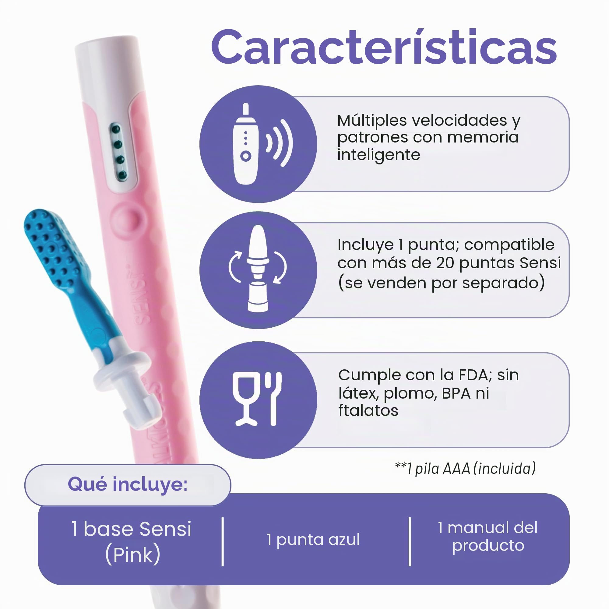 TalkTools Sensi - Herramienta esencial para terapia motora oral, herramienta de vibración sensorial con punta masticable texturizada para estimulación oral, alimentación de niños y adultos, habla y
