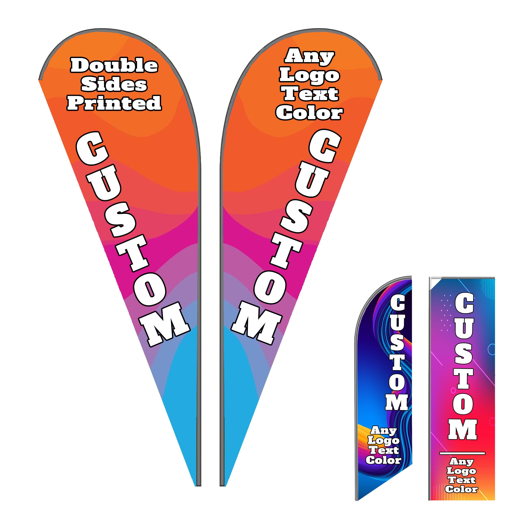 Custom Feather Flag, Custom Feather Advertising Flags, Custom Logo Text Design Double Sided, Commercial Custom Flag(FLAG ONLY).